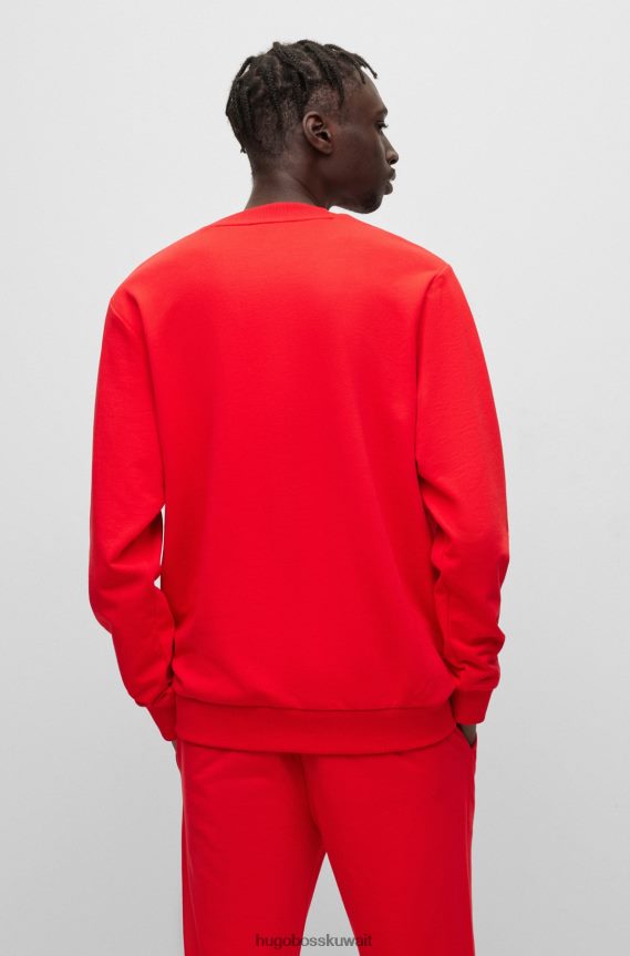 4TFNJN1115 أحمر Hugo Boss سويت شيرت من القطن باللون الأحمر من هوغو فرينش تيري مع شعار فني