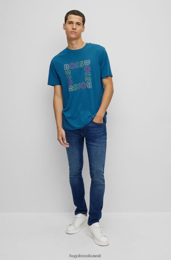 4TFNJN1116 أزرق Hugo Boss جينز هوغو بقصة ضيقة باللون الأزرق من قماش الدنيم الأزرق فائق التمدد