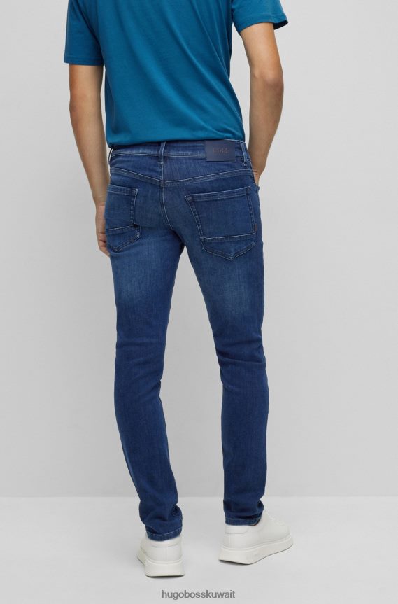 4TFNJN1116 أزرق Hugo Boss جينز هوغو بقصة ضيقة باللون الأزرق من قماش الدنيم الأزرق فائق التمدد