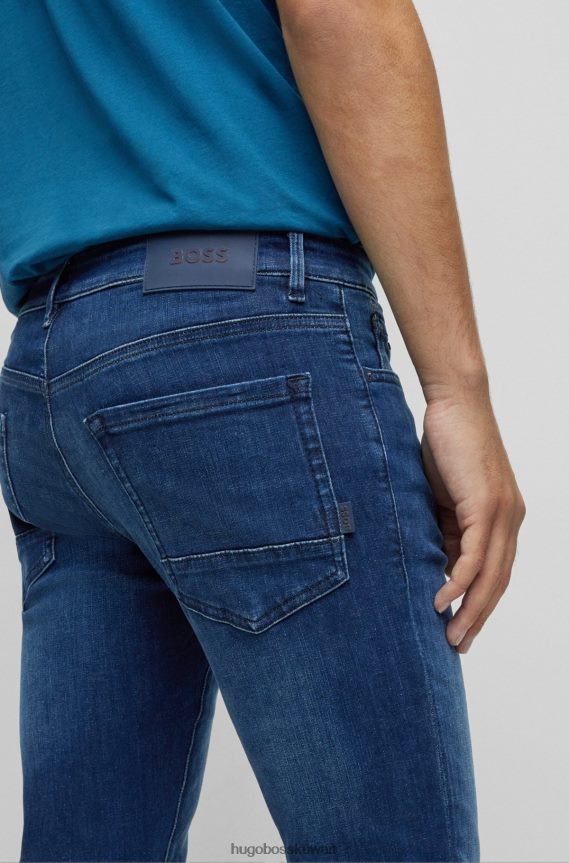 4TFNJN1116 أزرق Hugo Boss جينز هوغو بقصة ضيقة باللون الأزرق من قماش الدنيم الأزرق فائق التمدد