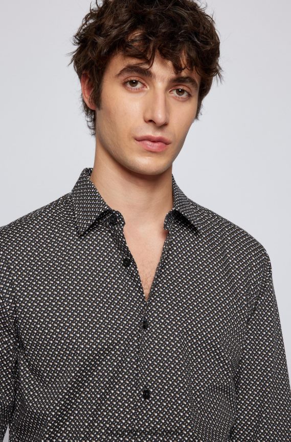 4TFNJN111 أسود Hugo Boss قميص كاجوال روني 50469201 أسود