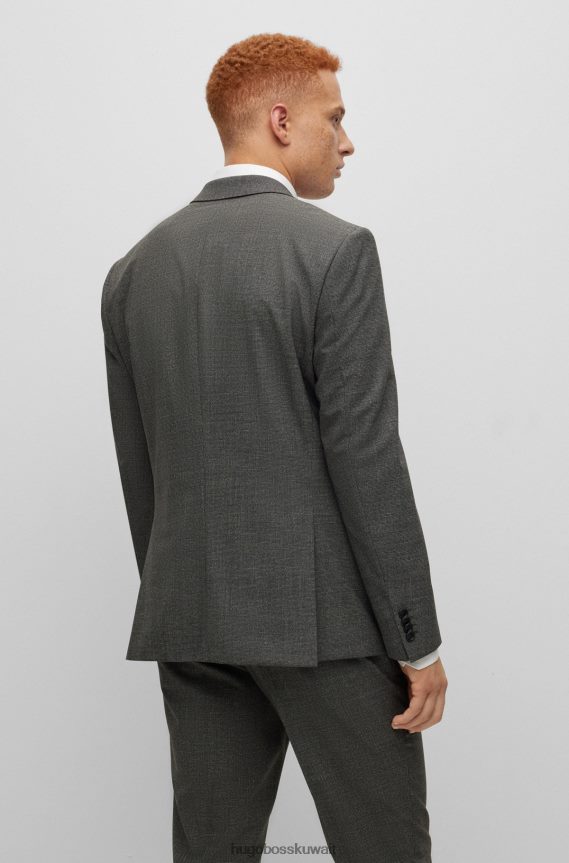 4TFNJN1120 رمادي Hugo Boss بدلة Hugo باللون الرمادي بقصة ضيقة مصنوعة من قماش ثنائي التمدد بنمط صغير