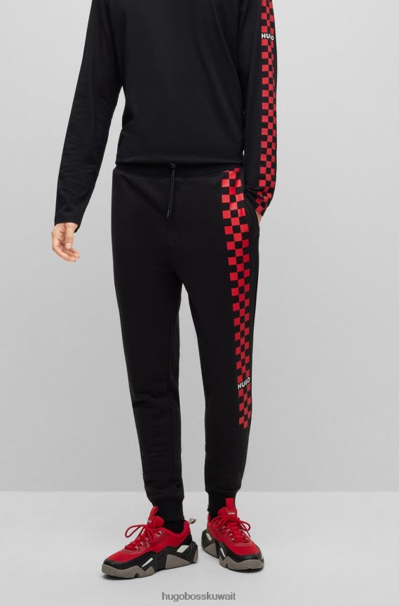 4TFNJN1123 أسود Hugo Boss بدلة رياضية من قطن تيري مع شعار عمل فني باللون الأسود من هوغو