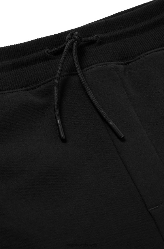 4TFNJN1123 أسود Hugo Boss بدلة رياضية من قطن تيري مع شعار عمل فني باللون الأسود من هوغو