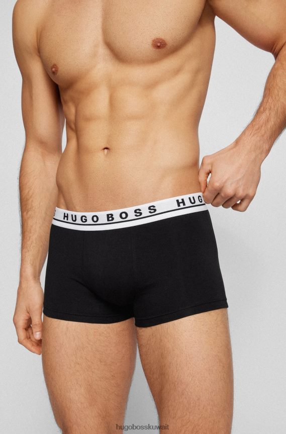 4TFNJN1127 أسود Hugo Boss Hugo حزمة من ثلاثة سراويل سوداء مع أحزمة خصر تحمل الشعار