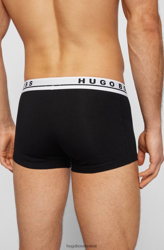 4TFNJN1127 أسود Hugo Boss Hugo حزمة من ثلاثة سراويل سوداء مع أحزمة خصر تحمل الشعار