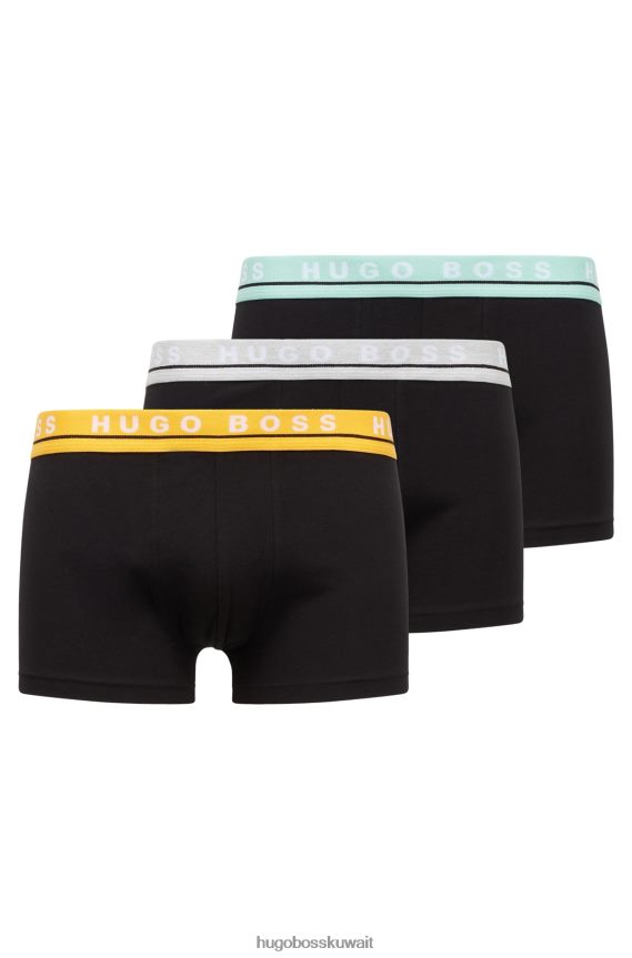 4TFNJN1128 منقوشة Hugo Boss Hugo حزمة من ثلاثة سراويل من القطن المطاطي مع أحزمة خصر تحمل الشعار