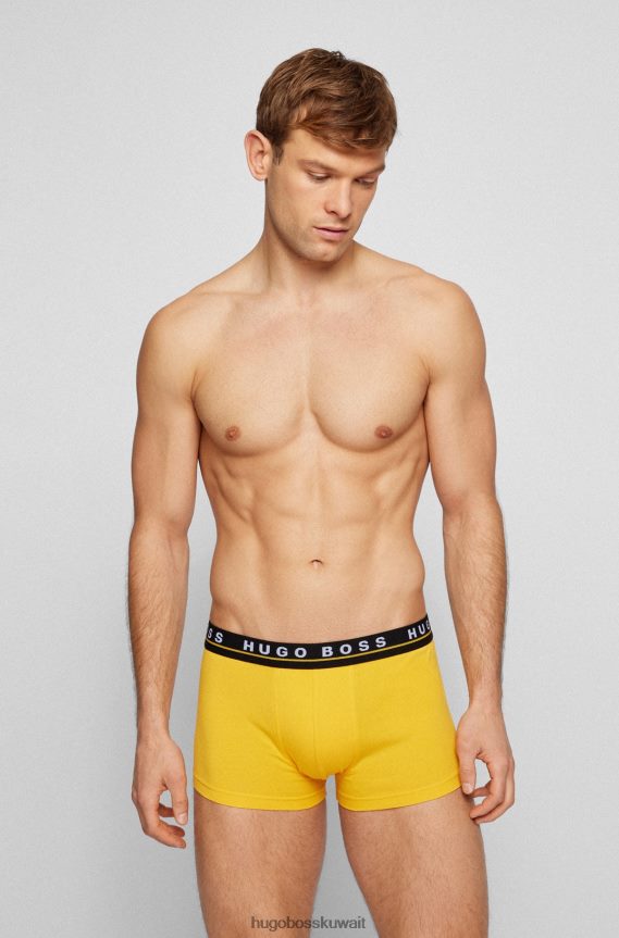 4TFNJN1129 منقوشة Hugo Boss حزمة من ثلاثة سراويل داخلية من القطن المطاطي مع أحزمة خصر تحمل شعار Hugo