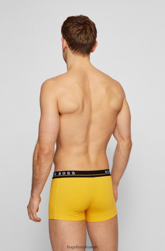 4TFNJN1129 منقوشة Hugo Boss حزمة من ثلاثة سراويل داخلية من القطن المطاطي مع أحزمة خصر تحمل شعار Hugo