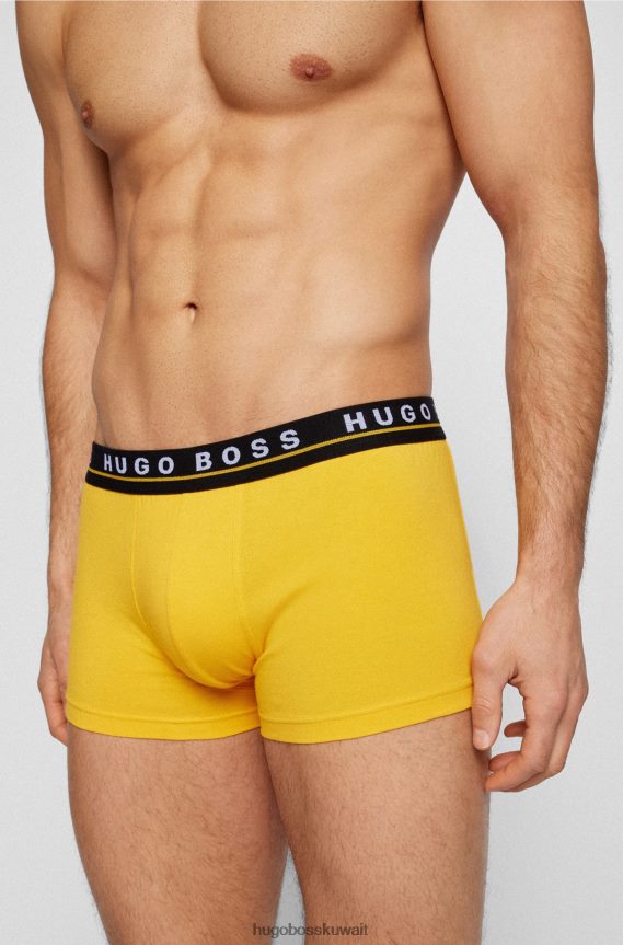 4TFNJN1129 منقوشة Hugo Boss حزمة من ثلاثة سراويل داخلية من القطن المطاطي مع أحزمة خصر تحمل شعار Hugo
