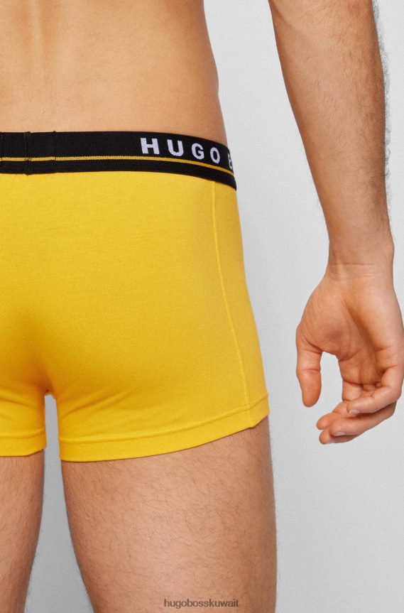 4TFNJN1129 منقوشة Hugo Boss حزمة من ثلاثة سراويل داخلية من القطن المطاطي مع أحزمة خصر تحمل شعار Hugo