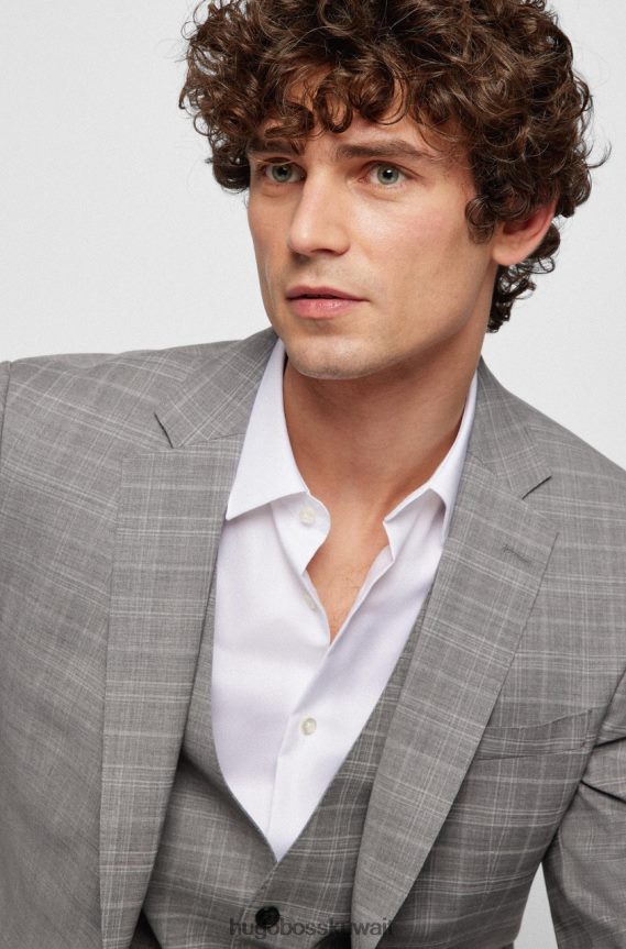 4TFNJN112 رمادي Hugo Boss بدلة 3 قطع H-ضخمة 50468922 رمادي