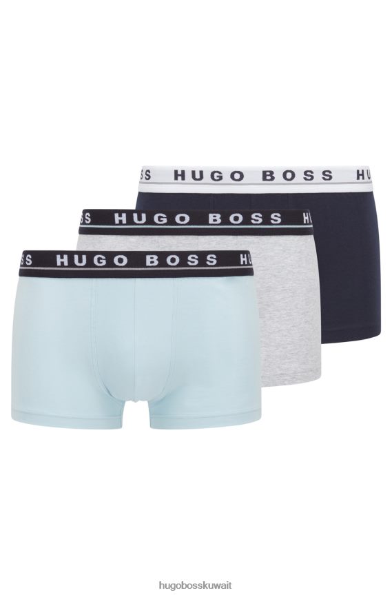 4TFNJN1130 منقوشة Hugo Boss حزمة من ثلاثة سراويل داخلية من القطن المطاطي مع أحزمة خصر تحمل شعار Hugo