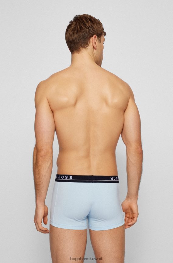 4TFNJN1130 منقوشة Hugo Boss حزمة من ثلاثة سراويل داخلية من القطن المطاطي مع أحزمة خصر تحمل شعار Hugo