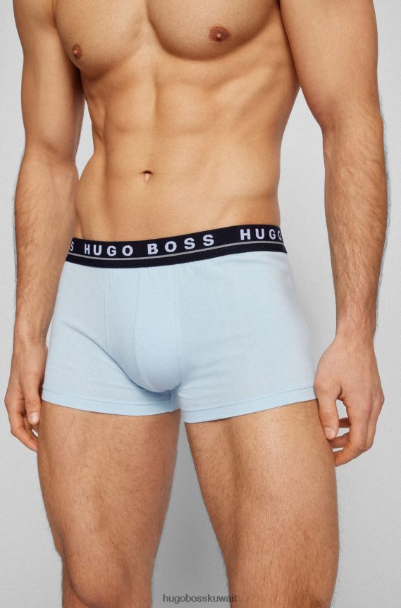 4TFNJN1130 منقوشة Hugo Boss حزمة من ثلاثة سراويل داخلية من القطن المطاطي مع أحزمة خصر تحمل شعار Hugo