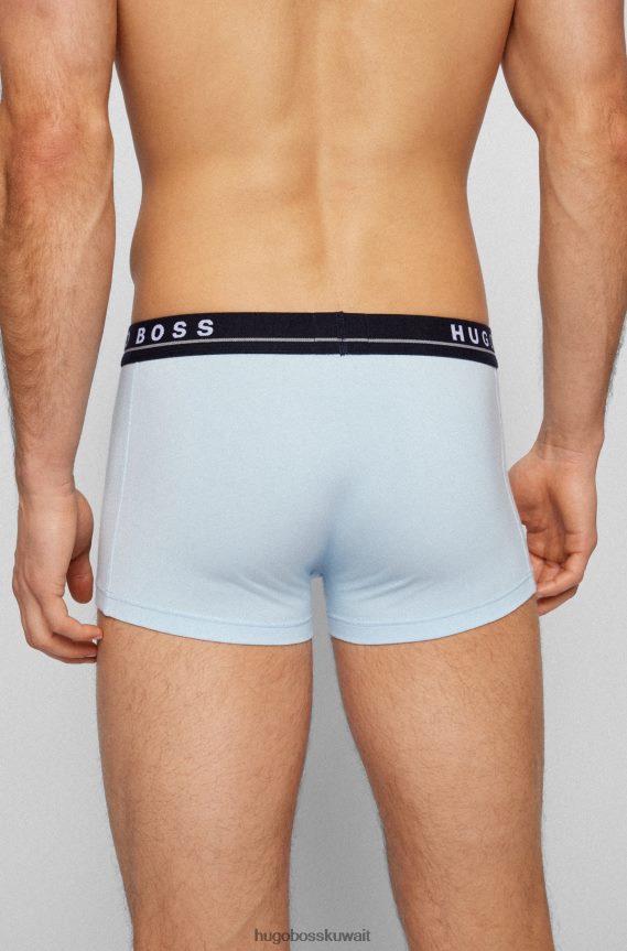 4TFNJN1130 منقوشة Hugo Boss حزمة من ثلاثة سراويل داخلية من القطن المطاطي مع أحزمة خصر تحمل شعار Hugo