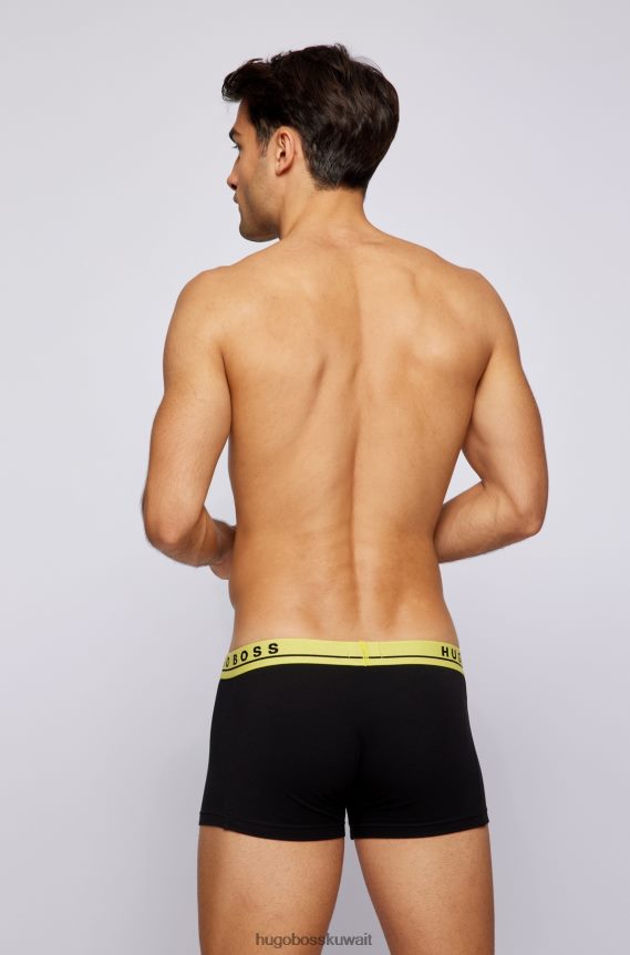 4TFNJN1131 أسود Hugo Boss حزمة من ثلاث سراويل من القطن المطاطي باللون الأسود مع أحزمة خصر تحمل شعار Hugo