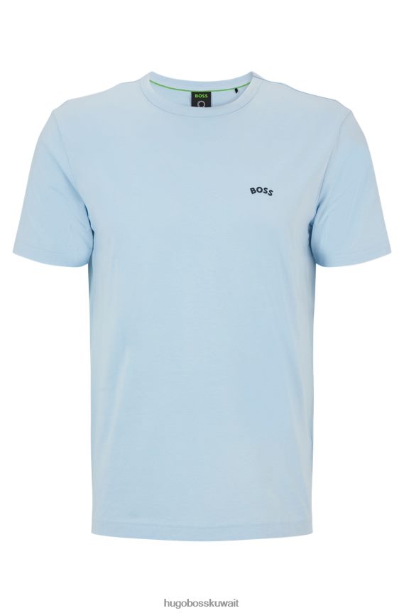 4TFNJN1137 أزرق فاتح Hugo Boss تيشيرت بشعار الماركة بمقاس عادي من القطن العضوي باللون الأزرق الفاتح