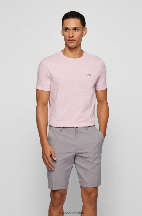 4TFNJN1139 وردي فاتح Hugo Boss تيشيرت بشعار Hugo باللون الوردي الفاتح والمقاس العادي من القطن العضوي