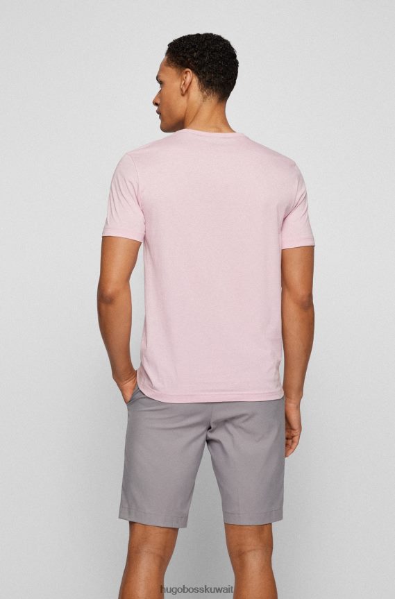 4TFNJN1139 وردي فاتح Hugo Boss تيشيرت بشعار Hugo باللون الوردي الفاتح والمقاس العادي من القطن العضوي