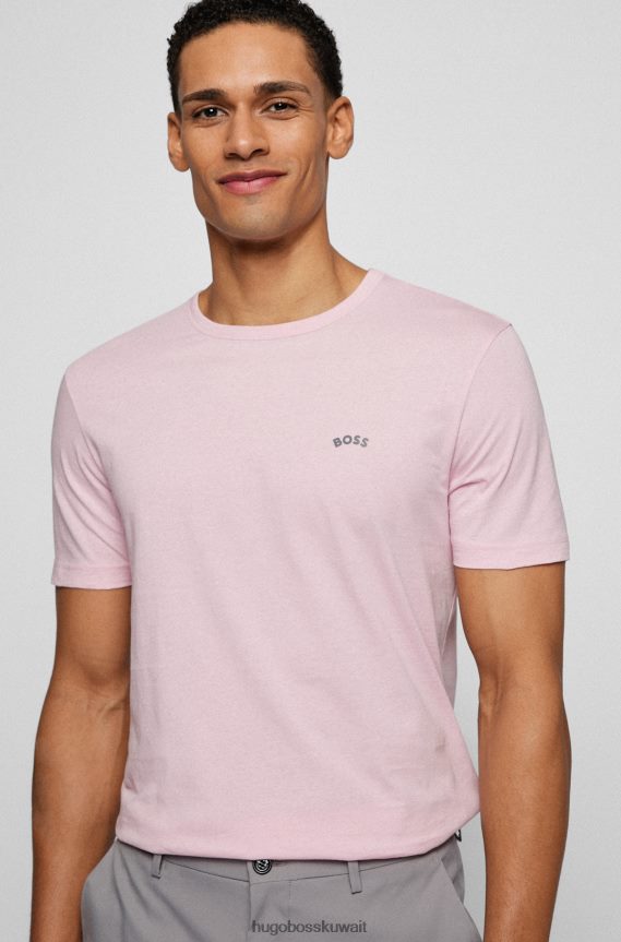 4TFNJN1139 وردي فاتح Hugo Boss تيشيرت بشعار Hugo باللون الوردي الفاتح والمقاس العادي من القطن العضوي