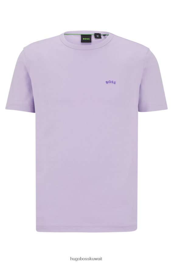 4TFNJN1142 ضوء ارجواني Hugo Boss تيشيرت بشعار الماركة باللون الأرجواني الفاتح مصنوع من القطن العضوي من Hugo