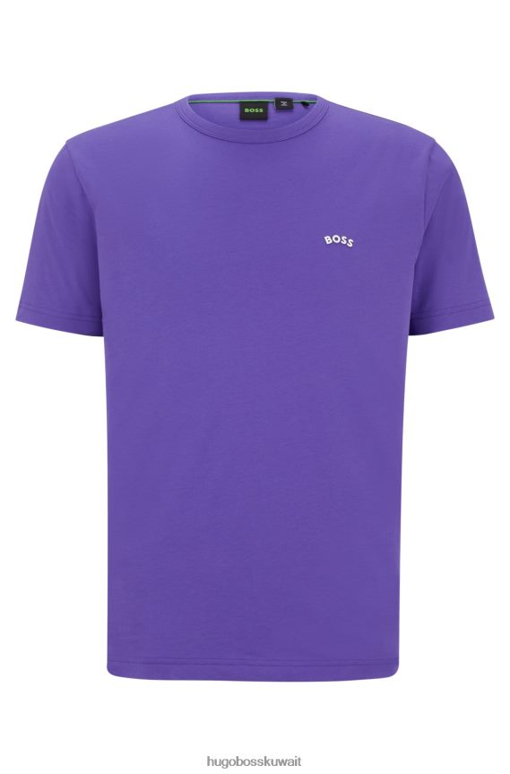 4TFNJN1143 الأرجواني الداكن Hugo Boss تيشيرت بشعار الماركة بمقاس عادي من القطن العضوي باللون الأرجواني الداكن