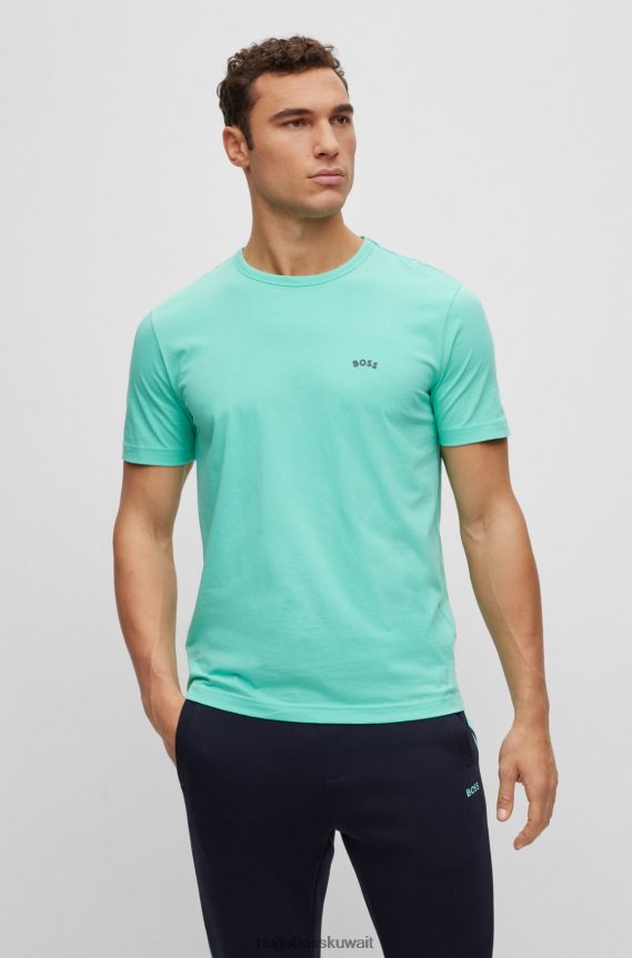 4TFNJN1146 الفيروز Hugo Boss تيشيرت Hugo ذو الشعار ذو المقاس العادي من القطن العضوي باللون الفيروزي