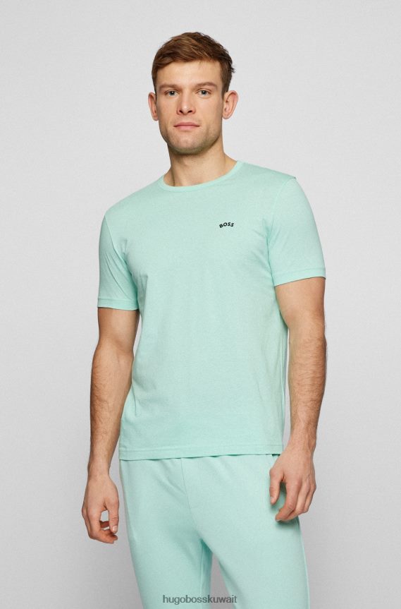 4TFNJN1148 اخضر فاتح Hugo Boss تيشيرت بشعار الماركة باللون الأخضر الفاتح من القطن العضوي من Hugo