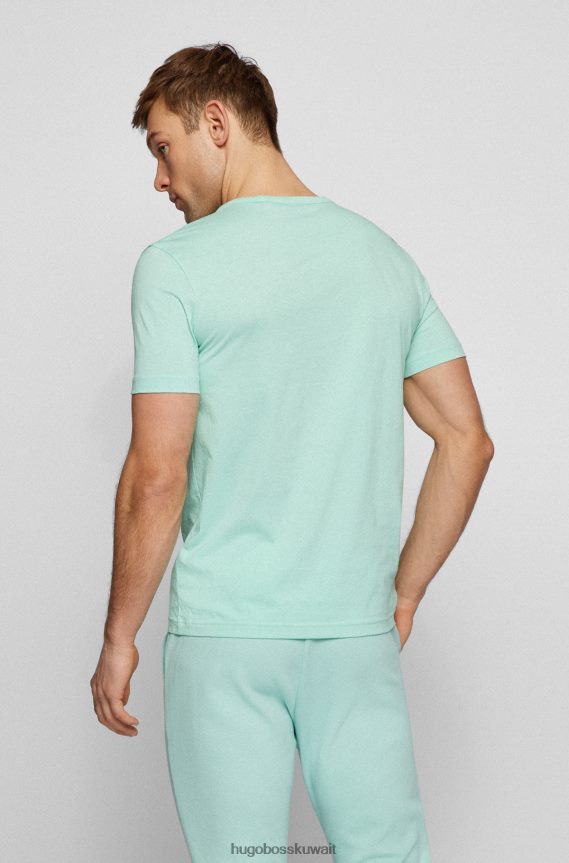4TFNJN1148 اخضر فاتح Hugo Boss تيشيرت بشعار الماركة باللون الأخضر الفاتح من القطن العضوي من Hugo