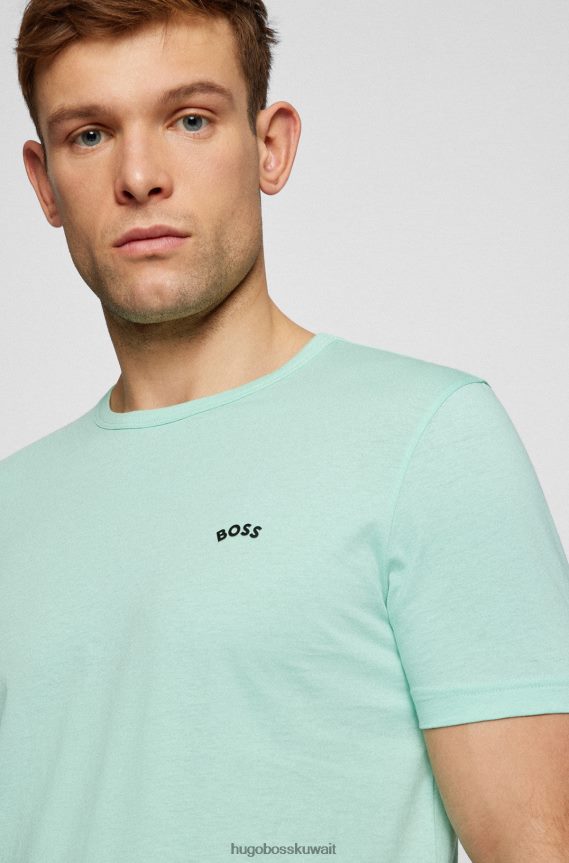 4TFNJN1148 اخضر فاتح Hugo Boss تيشيرت بشعار الماركة باللون الأخضر الفاتح من القطن العضوي من Hugo