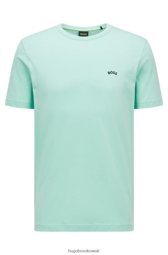 4TFNJN1148 اخضر فاتح Hugo Boss تيشيرت بشعار الماركة باللون الأخضر الفاتح من القطن العضوي من Hugo