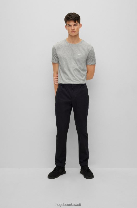 4TFNJN1149 رمادي فاتح Hugo Boss تيشيرت بشعار الماركة بمقاس عادي مصنوع من القطن العضوي باللون الرمادي الفاتح