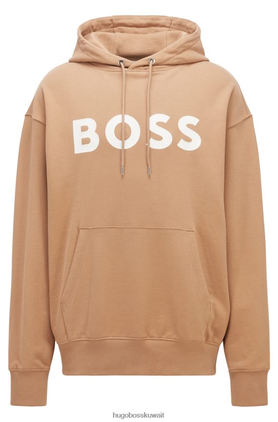 4TFNJN1151 اللون البيج Hugo Boss سويت شيرت هوغو من القطن العضوي باللون البيج مع شعار متباين