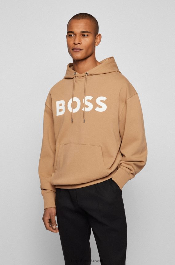 4TFNJN1151 اللون البيج Hugo Boss سويت شيرت هوغو من القطن العضوي باللون البيج مع شعار متباين