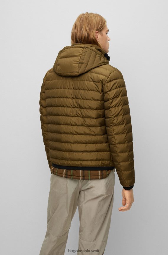4TFNJN1155 الكاكي Hugo Boss سترة مقاومة للماء مع تفاصيل الشعار هوغو كاكي