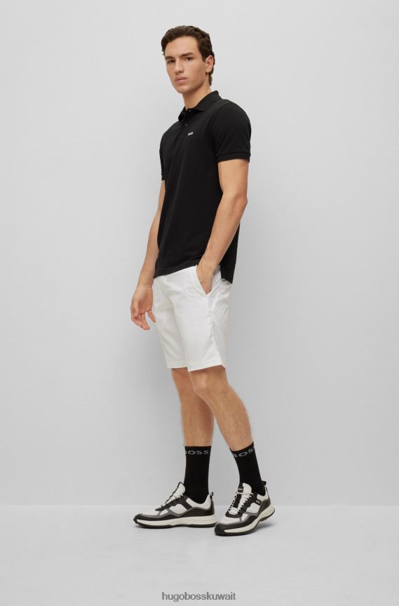 4TFNJN1156 أسود Hugo Boss قميص بولو أسود من القطن العضوي من Hugo مع شعار متباين