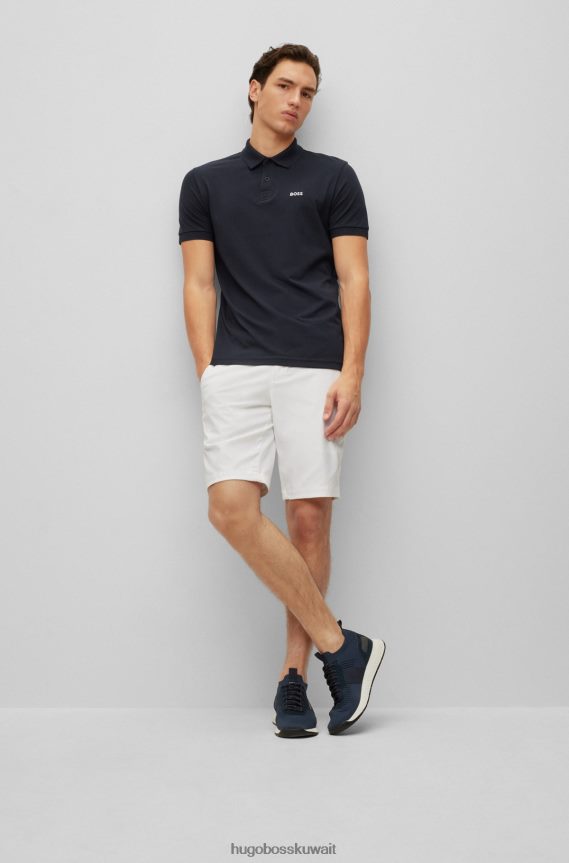 4TFNJN1158 أزرق غامق Hugo Boss قميص بولو من القطن العضوي من Hugo مع شعار متباين باللون الأزرق الداكن