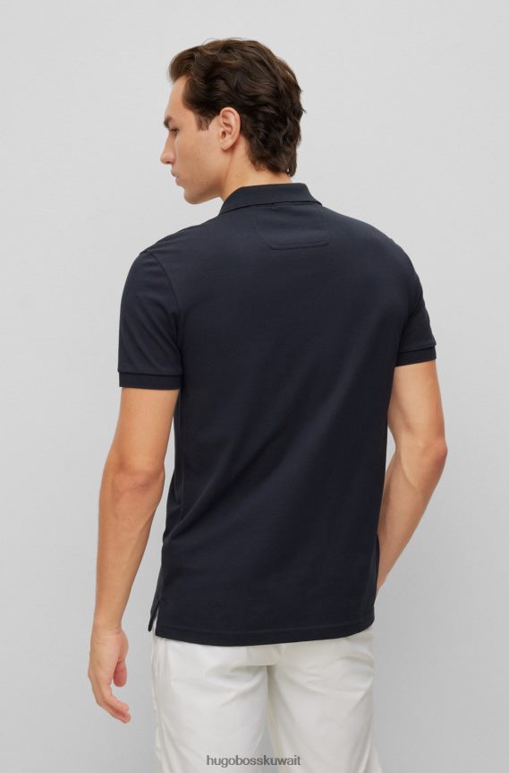 4TFNJN1158 أزرق غامق Hugo Boss قميص بولو من القطن العضوي من Hugo مع شعار متباين باللون الأزرق الداكن