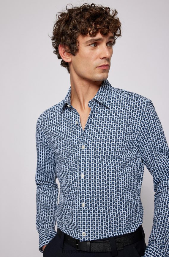 4TFNJN115 أزرق غامق Hugo Boss قميص كاجوال روني 50468969 أزرق داكن