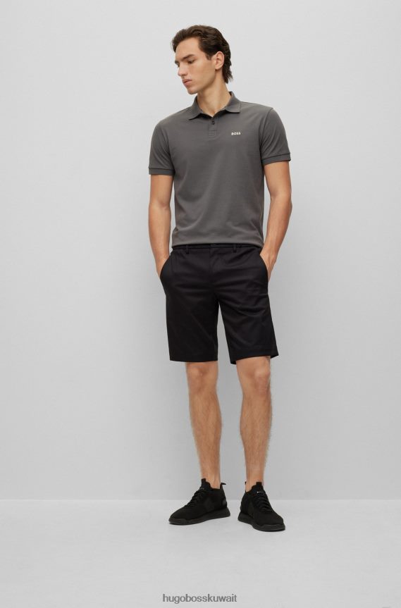 4TFNJN1160 الرمادي الداكن Hugo Boss قميص بولو من القطن العضوي باللون الرمادي الداكن مع شعار هوغو متباين