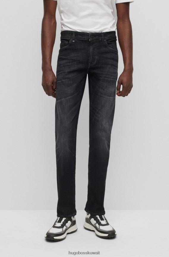 4TFNJN1161 الرمادي الداكن Hugo Boss جينز بقصة عادية باللون الأسود من قماش الدنيم فائق التمدد هوغو باللون الرمادي الداكن