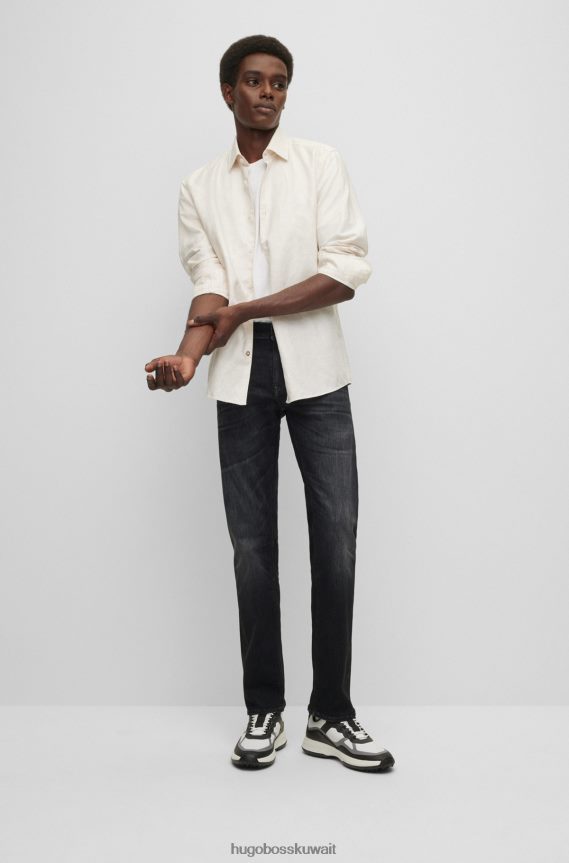 4TFNJN1161 الرمادي الداكن Hugo Boss جينز بقصة عادية باللون الأسود من قماش الدنيم فائق التمدد هوغو باللون الرمادي الداكن