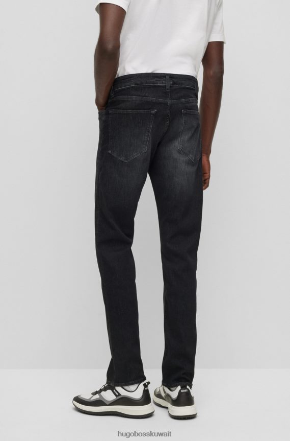 4TFNJN1161 الرمادي الداكن Hugo Boss جينز بقصة عادية باللون الأسود من قماش الدنيم فائق التمدد هوغو باللون الرمادي الداكن