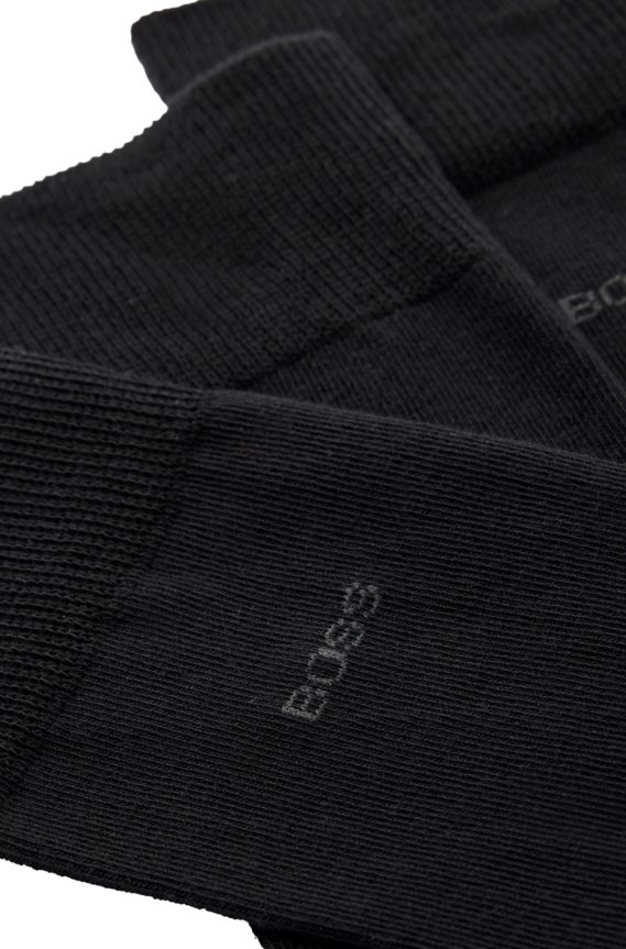 4TFNJN1165 أسود Hugo Boss حزمة من ثلاثة جوارب بطول عادي من هوغو باللون الأسود من القماش المطاطي
