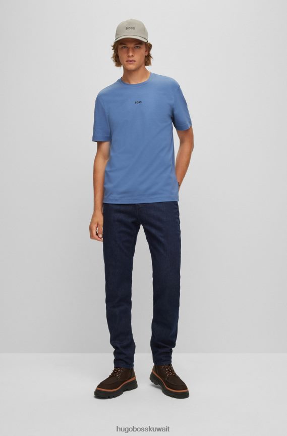 4TFNJN1169 أزرق فاتح Hugo Boss تيشيرت Hugo باللون الأزرق الفاتح المريح من القطن المطاطي مع طباعة الشعار