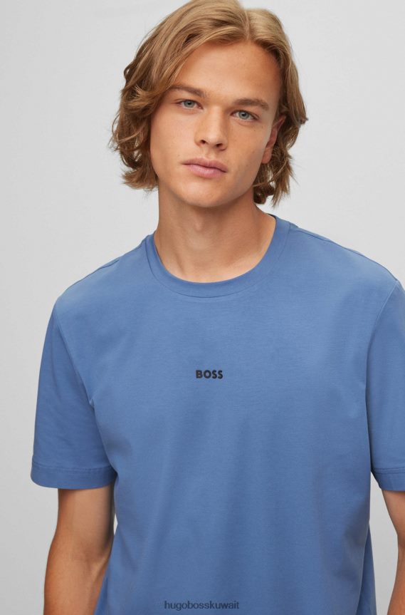 4TFNJN1169 أزرق فاتح Hugo Boss تيشيرت Hugo باللون الأزرق الفاتح المريح من القطن المطاطي مع طباعة الشعار