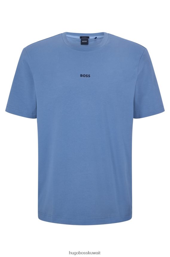 4TFNJN1169 أزرق فاتح Hugo Boss تيشيرت Hugo باللون الأزرق الفاتح المريح من القطن المطاطي مع طباعة الشعار