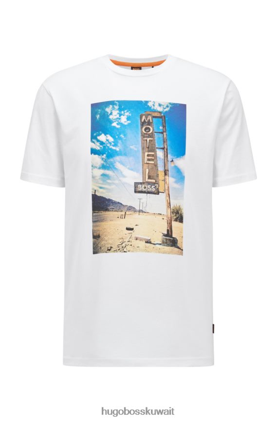 4TFNJN116 أبيض/طبيعي/وردي/أزرق داكن Hugo Boss تي شيرت Thinking4 50472655 أبيض