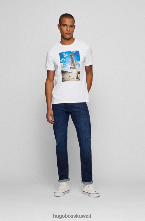 4TFNJN116 أبيض/طبيعي/وردي/أزرق داكن Hugo Boss تي شيرت Thinking4 50472655 أبيض